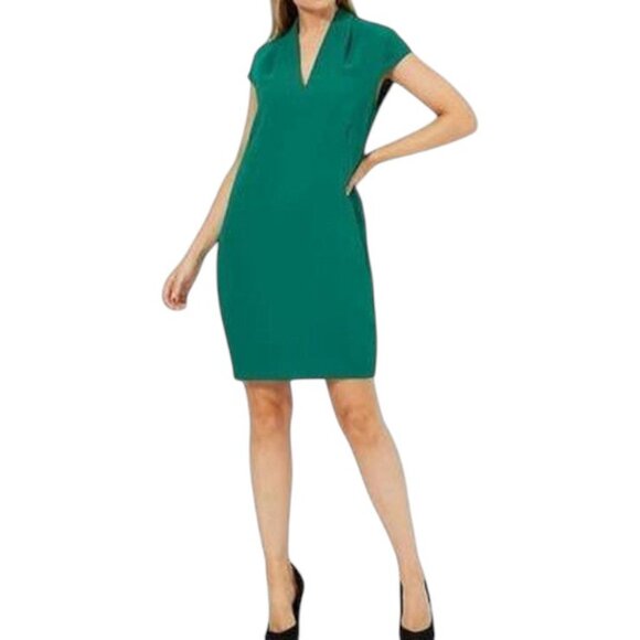 Whistles dark green cap sleeve V neck midi dress size L - Picture 1 of 7